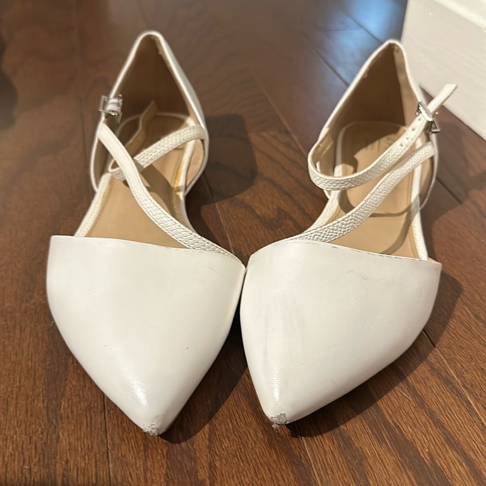 White Pointed Toe Flats